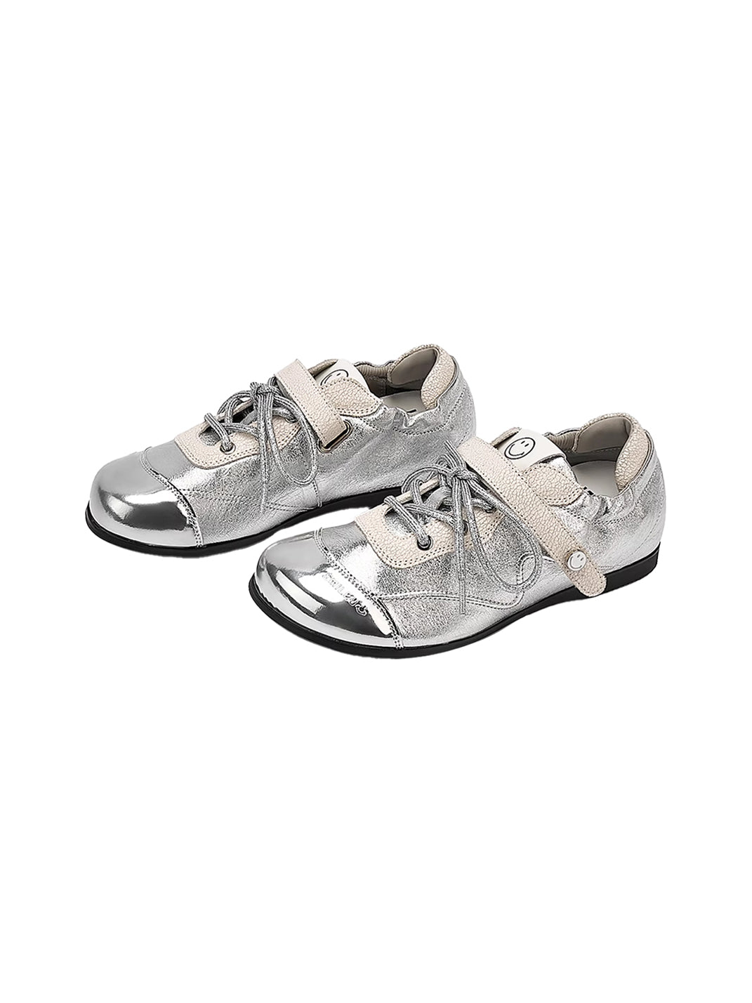 SMILEY | Ballet Flats Round Toe Shoes-Silver - PSYLOS 1, SMILEY | Ballet Flats Round Toe Shoes-Silver, Retro Trainers, SMILEY, PSYLOS 1